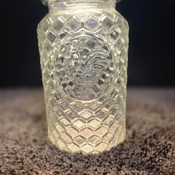 2 Rustic Chicken Wire & Rooster Clear Glass Canisters w/Lids Honeycomb Farmhouse - Picture 4 of 12